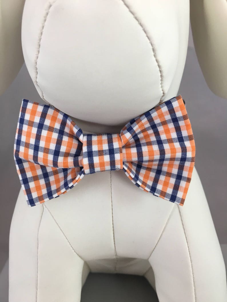 Orange & Navy Plaid Bow Ties and Collars for Dogs Free ship Etsy