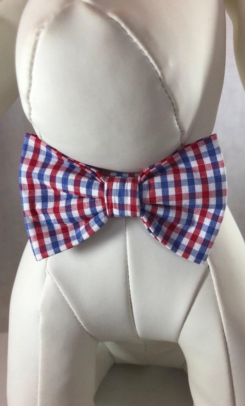Red White and Blue Plaid Bow Ties & Collars for Dogs Free Etsy