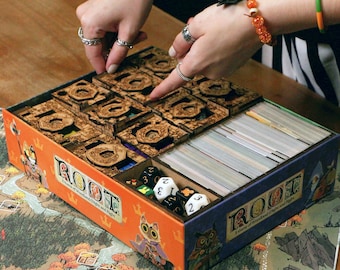 Board Game Storage for Root & Expansions, Wooden Component Organizer, Faction Boxes, Token and Card Storage, Tabletop Upgrade