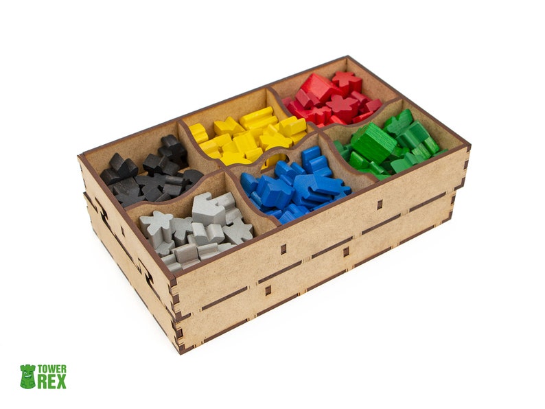 Organizer for Carcassonne 2019 and earlier + Expansions. Traders & Builders, The Tower, The Princess & the Dragon. Can store only 2 expansions with 2020 version. Needs game box. This insert is an awesome hobby gift idea for game geek. Game Accessory