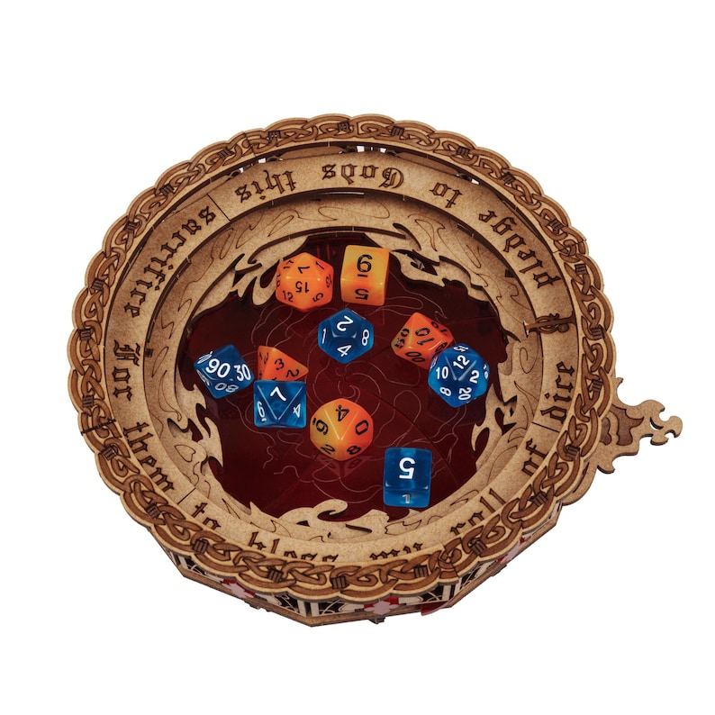 God's Grail Dice Jail is an awesome hobby gift idea for game geek. Wooden laser cut dice tray is perfect addition to board game party. Level up your experience with towerrex accessories. Only dice storage box without any dice. Not for metal dice