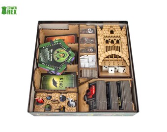 Organizer for Betrayal at Baldur's Gate + Free Dice Tower, Wooden Insert Compatible with Board Game, Storage Upgrade