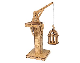 Crane with a cage, and giant pillar, Fantasy Terrain, 28mm Terrain, Dungeon Terrain, RPG, Dungeons & Dragons