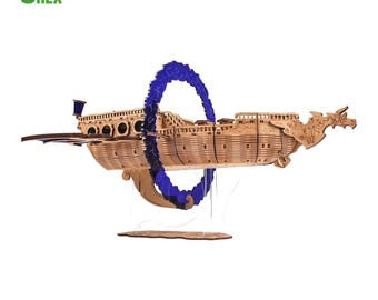 Vliegend schip terrein voor DnD & Pathfinder, 28 mm modulair luchtschip, Spelljammer scenery, RPG miniatuur terrein, Dungeon Master cadeau