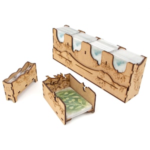 Organizer for Wingspan + Expansions. European, Oceania. Free dice tower, first player token. Needs game box. This Storage insert is an awesome gift for geek. Wooden accessory is perfect addition to board game party. Only trays without any components