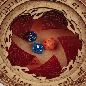 God's Grail Dice Jail is an awesome hobby gift idea for game geek. Wooden laser cut dice tray is perfect addition to board game party. Level up your experience with towerrex accessories. Only dice storage box without any dice. Not for metal dice