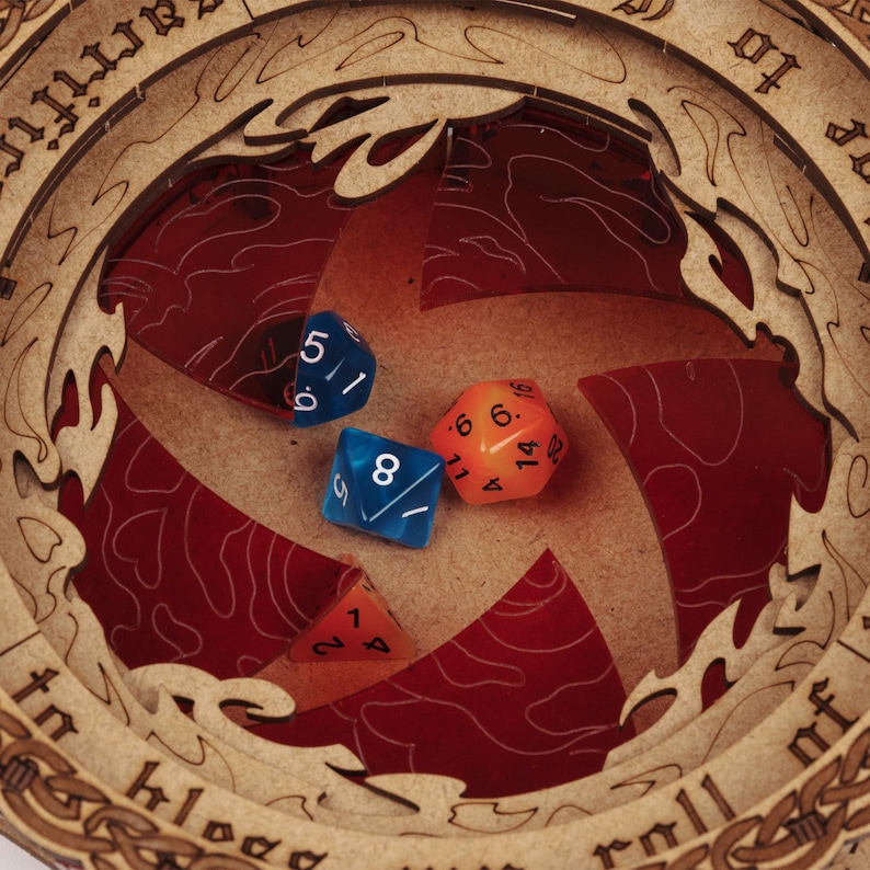 God's Grail Dice Jail is an awesome hobby gift idea for game geek. Wooden laser cut dice tray is perfect addition to board game party. Level up your experience with towerrex accessories. Only dice storage box without any dice. Not for metal dice