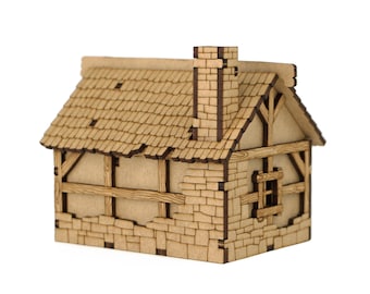 Small House DnD Terrain, 28mm Fantasy Building for Dungeons & Dragons, Pathfinder, Frostgrave, RPG Village Scenery