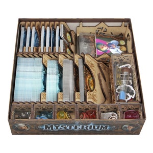 Mysterium + All Expansions Organizer, Insert for Mysterium Board Game, Mysterium + All Expansions Wooden Storage Solution Upgrade