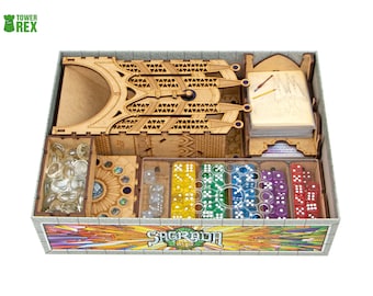 Sagrada + Erweiterungen + kostenloser Würfelturm-Organizer, Einsatz für das Sagrada-Brettspiel, Sagrada + Erweiterungs-Aufbewahrungslösung und Zubehör