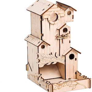 Dice Tower Bird Song for Wingspan Board Game, Wooden Bird Feeder, Dice Accessories Upgrade, Geek Gift Idea, Tabletop Gamer Gift