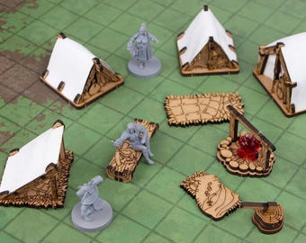 Avonturierskampset voor D&D, 28 mm RPG-terreinelementen, fantasiekampeerterrein, Pathfinder Miniatures-terrein, cadeau voor de Dungeon Master