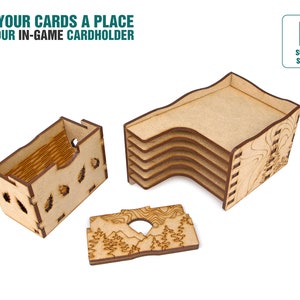 Organizer for Cascadia. Needs base game box to be placed in. This Storage insert is an awesome hobby gift for game geek. Wooden laser cut accessory is perfect addition to board game party. Only trays without any components. Check out tokens at store