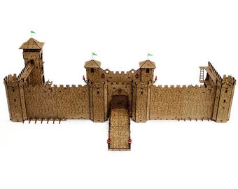 Kasteel DnD terreinset, modulair kasteelterrein voor Dungeons & Dragons, 28 mm schaal RPG-landschap, Pathfinder, Frostgrave, DM-cadeau