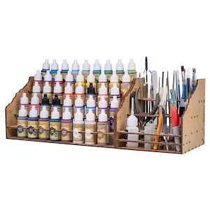 Beginner Paint Station 25mm Bottles, Miniature Paint Rack Set with Paintbrush Stand, Portable Art Station, Tool Holder Hobby Desk Gift