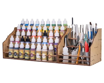 Beginner Paint Station 25mm Bottles, Miniature Paint Rack Set with Paintbrush Stand, Portable Art Station, Tool Holder Hobby Desk Gift