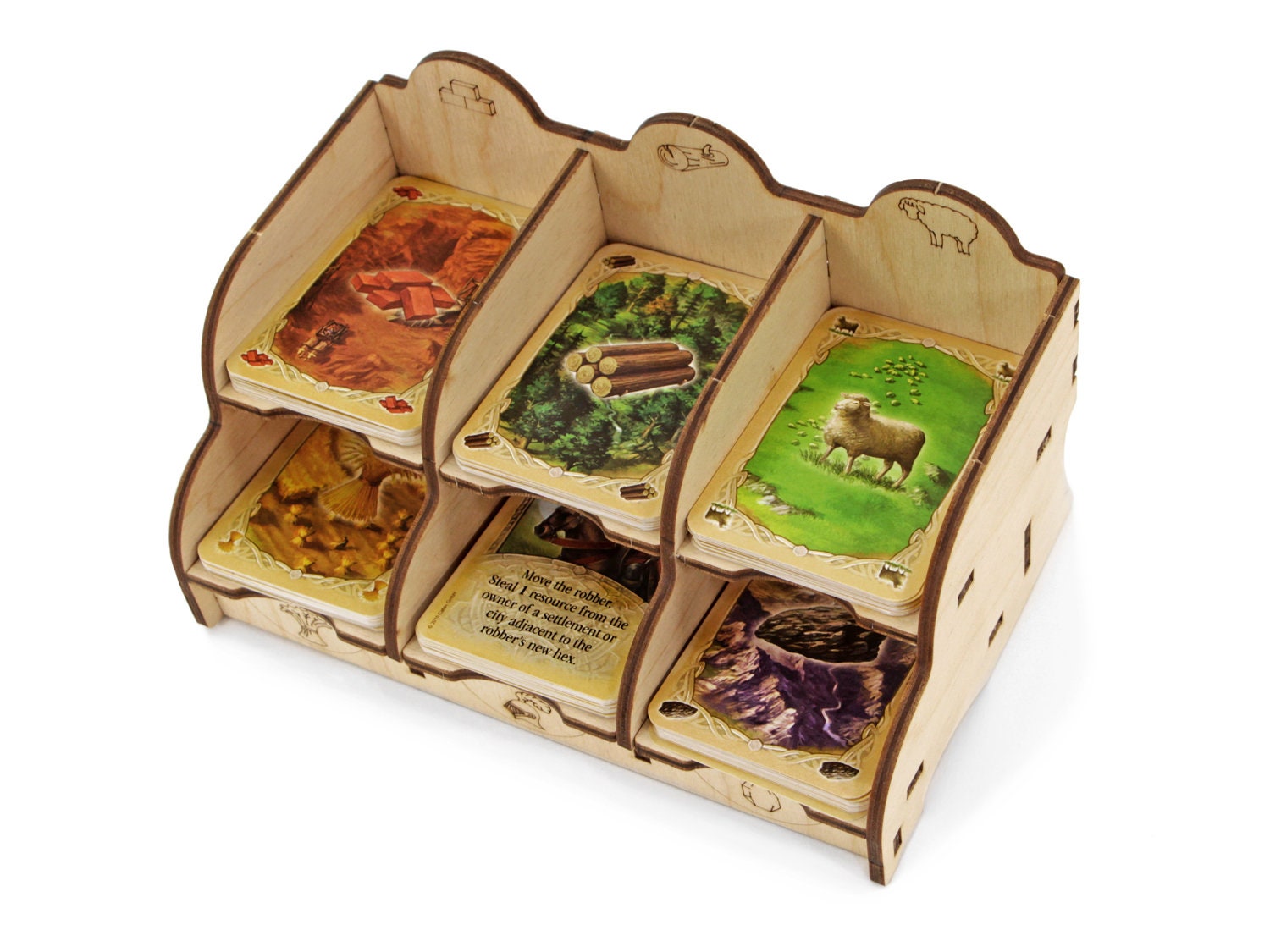 Catan Card Holder Wood Insert Organizer Cards Size 50 X 80 Etsy