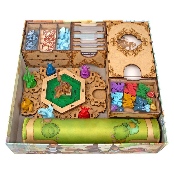 Flamecraft Organizer 7 Dragons Tray, Flamecraft + Tokens Bundle, Mise à niveau et accessoire du jeu de base Flamecraft Kickstarter Edition