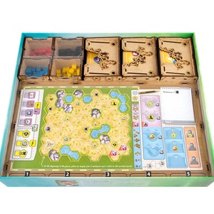 Organizer for Ark Nova + 4 Dashboards + Tokens Bundle, Storage Insert Compatible with Ark Nova Board Game, Tabletop Gamer Gift Accessories