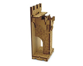 Supporting Wall DnD Terrain with Stairs, 28mm Fantasy RPG Terrain for Dungeons & Dragons, Castle Scenery, Dungeon Master Gift