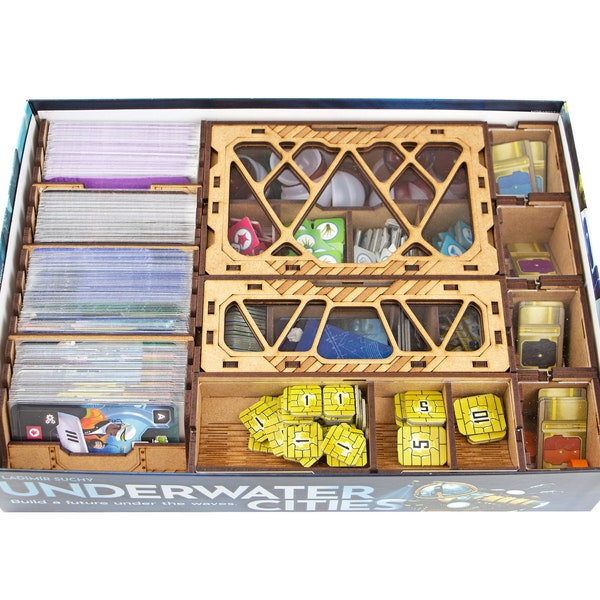 Underwater Cities Organizer + Expansion, Insert for Underwater Cities Board Game, Underwater Cities + Expansions Storage Solution