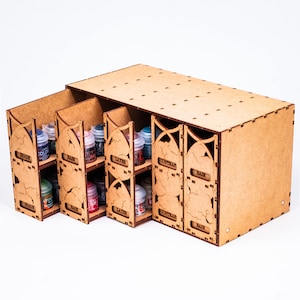Paint Holder Box for 34mm bottles, Paint Rack, Wooden Artist Storage Box, Hobby Box Drawers, Figure Painting Gift, Art Supplies Storage