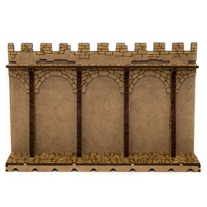 Dungeons and Dragons Terrain Fortress Wall. Medieval building scenery 28mm figures scale. Awesome DnD play mat. Unpainted extension for your D and D battle map. Immersive hobby cheap gift idea for geeks. DnD tabletop accessory for GM