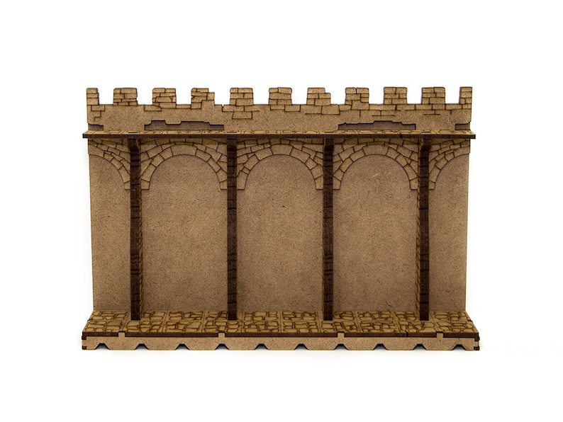 Dungeons and Dragons Terrain Fortress Wall. Medieval building scenery 28mm figures scale. Awesome DnD play mat. Unpainted extension for your D and D battle map. Immersive hobby cheap gift idea for geeks. DnD tabletop accessory for GM