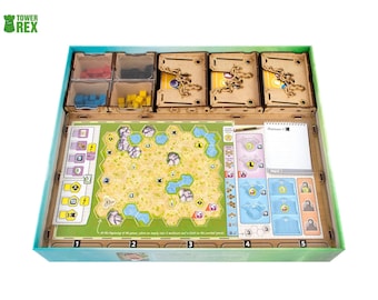 Organizer for Ark Nova + 4 Player Boards & Deluxe Tokens, Storage Insert Compatible with Ark Nova Board Game, Wooden Game Organizer