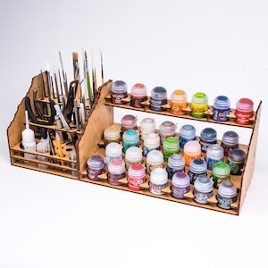 Stazione di verniciatura per principianti, bottiglie da 34 mm, set di rastrelliere per vernice in miniatura con supporto per pennelli, stazione artistica portatile, portautensili, regalo per scrivania per hobby