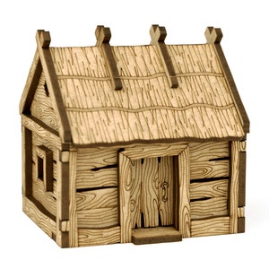 Dungeons and Dragons Terrain Barn. Medieval building scenery 28mm figures scale. Awesome DnD play mat. Unpainted extensions for your D and D battle map. Immersive hobby cheap gift idea for geeks. DnD tabletop accessory for GM