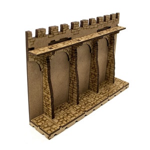 Dungeons and Dragons Terrain Fortress Wall. Medieval building scenery 28mm figures scale. Awesome DnD play mat. Unpainted extension for your D and D battle map. Immersive hobby cheap gift idea for geeks. DnD tabletop accessory for GM