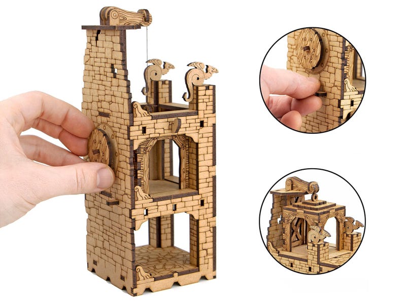 Dungeons and Dragons Terrain Dungeon Lift (3 floors). Detailed terrain pieces for scenery 28mm figures scale. Awesome DnD play mat. Unpainted extension for your D and D battle map. Immersive hobby cheap gift for geeks. DnD tabletop accessory for GM