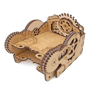 Portacartas Steampunk para juegos de mesa con contador, portamazos, dispensador de cartas de madera contrachapada, regalo para juegos de mesa, contador de dial HP