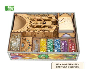 Organizer for Sagrada + 5-6 Player, Passion Expansions + Dice Tower, Storage Insert Compatible with Board Game, Nerdy Gifts