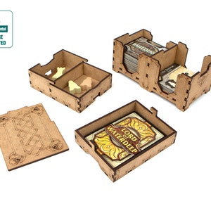 Organizer for Lords of Waterdeep + Expansion. Scoundrels of Skullport. Needs base game box. This Storage insert is an awesome gift for geek. Wooden laser cut accessory is perfect addition to board game party. Only trays without any components