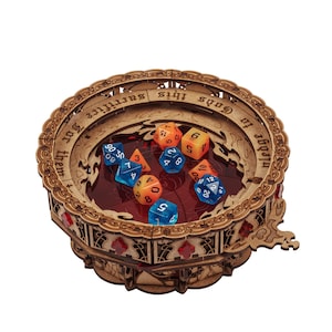 God's Grail Dice Jail is an awesome hobby gift idea for game geek. Wooden laser cut dice tray is perfect addition to board game party. Level up your experience with towerrex accessories. Only dice storage box without any dice. Not for metal dice