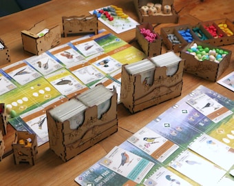 Wingspan-inzetstuk met gratis dobbelsteentoren, houten organizer voor Wingspan + Oceania- en Europese uitbreidingen, opbergruimte voor bordspellen