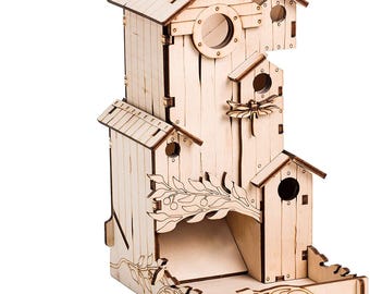 Würfelturm „Vogelgesang“ für das Brettspiel Wingspan, Vogelfutterhaus aus Holz, Würfelzubehör-Upgrade, Geschenkidee für Geeks, Nerd-Geschenke