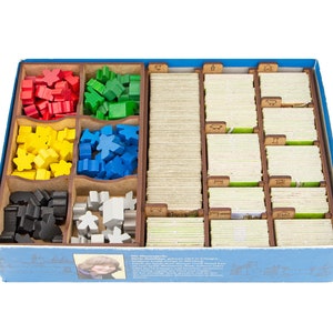 Organizer for Carcassonne 2019 and earlier + Expansions. Traders & Builders, The Tower, The Princess & the Dragon. Can store only 2 expansions with 2020 version. Needs game box. This insert is an awesome hobby gift idea for game geek. Game Accessory