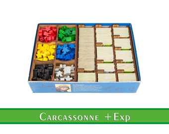 Carcassonne organizer | Wood insert for Carcassonne + expansions board game | Storage solution | Boardgame insert | Boardgame organizer