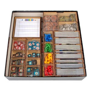 Organizador para 7 Wonders 2.ª Edición + Expansiones de Ciudades, Líderes, Armadas y Edificios, Inserto compatible con el juego de mesa, Regalos para frikis