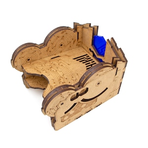 Portacartas cósmico para juegos de mesa con contador, soporte para barajas, dispensador de cartas de madera contrachapada, regalo para juegos de mesa, contador de dial HP