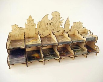 Card Holder for Arkham Horror & Eldritch Horror, Wooden Card Organizer, Card Display Compatible with Board Games