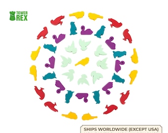 Player Birds Tokens for Wingspan Board Game from TowerRex, Wooden Meeples Compatible with Wingspan, Accessory Upgrade, Nerdy Gifts