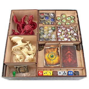 Organizer for Descent 2nd Ed, Insert for Descent Board Game, Descent 2nd Edition Wooden Storage Solution Upgrade