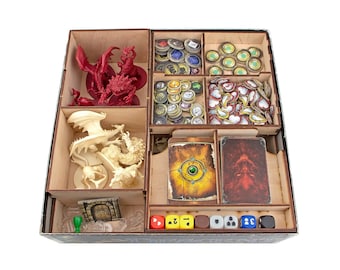 Organizer for Descent 2nd Ed, Insert for Descent Board Game, Descent 2nd Edition Wooden Storage Solution Upgrade