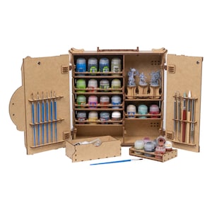 Estuche de pintura con soporte de 34 mm, soporte para miniaturas y asas, estación de pintura para modelismo, estación de trabajo para aficionados, regalo de San Valentín