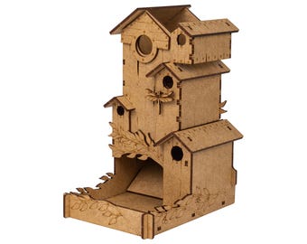Würfelturm „Wingspan“, Würfelturm „Vogelhaus“, Würfelhalter und -tablett, Würfelaufbewahrung für Rollenspiele, Würfelturm aus Holz, DnD-Geschenk