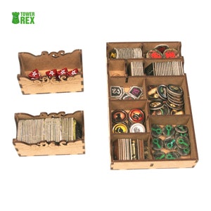 Organizer for Mansions of Madness 2nd Edition. Needs base game box to be placed in. This Storage insert kit is an awesome hobby gift for game geek. Wooden laser cut accessory is perfect addition to board game party. Only trays without any components.